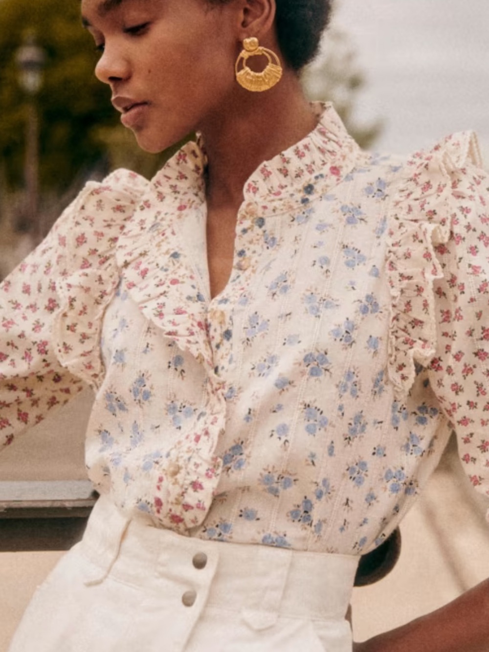 Sezane Chlo Shirt with floral print 6 - Picture 1 of 2